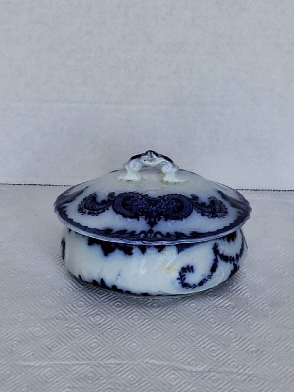 Antique Flow Blue Porcelain Dreser Bowl